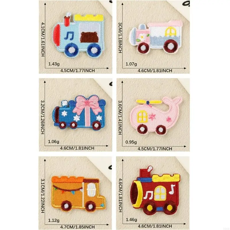 6 Pcs Sew On/Iron On Patches Cartoon Car Embroidered Patches Toy Car Sewing Patches Applique for Bag Jeans Decorations Y08E