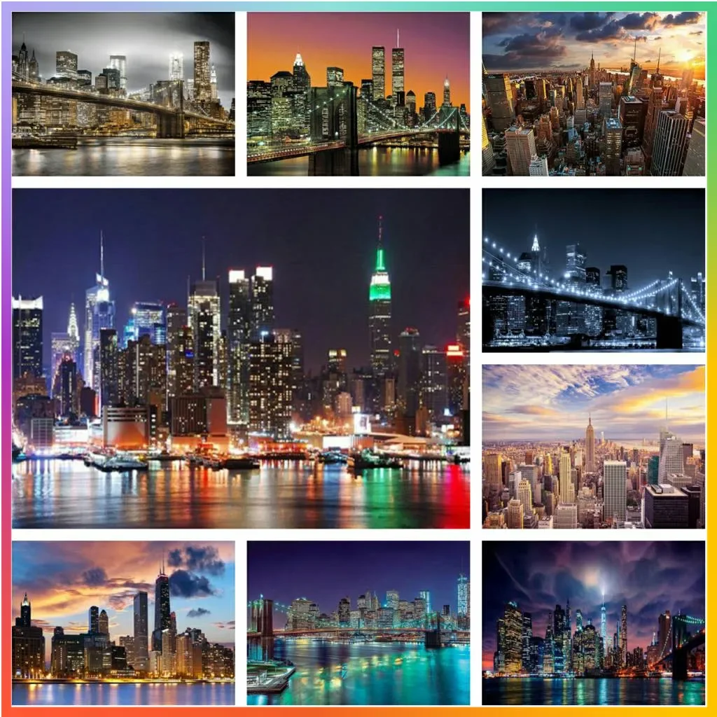 Statue Göttin Stadt Landschaft New York Gebäude Diamant Malerei Kreuz stich Mosaik Puzzle Zeichnung Dekor 5d DIY Kunst neue Kinder
