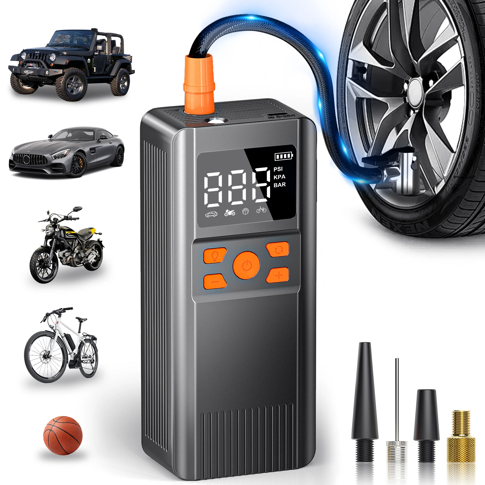 

150PSI Tire Inflator Portable Air Compressor,Portable Air Pump for Car Tires, 2X Faster Inflation Cordless Tire Pump with Digit