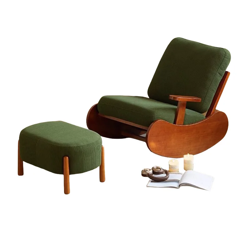 

Retro solid wood single rocking chair, balcony bedroom casual adult recliner