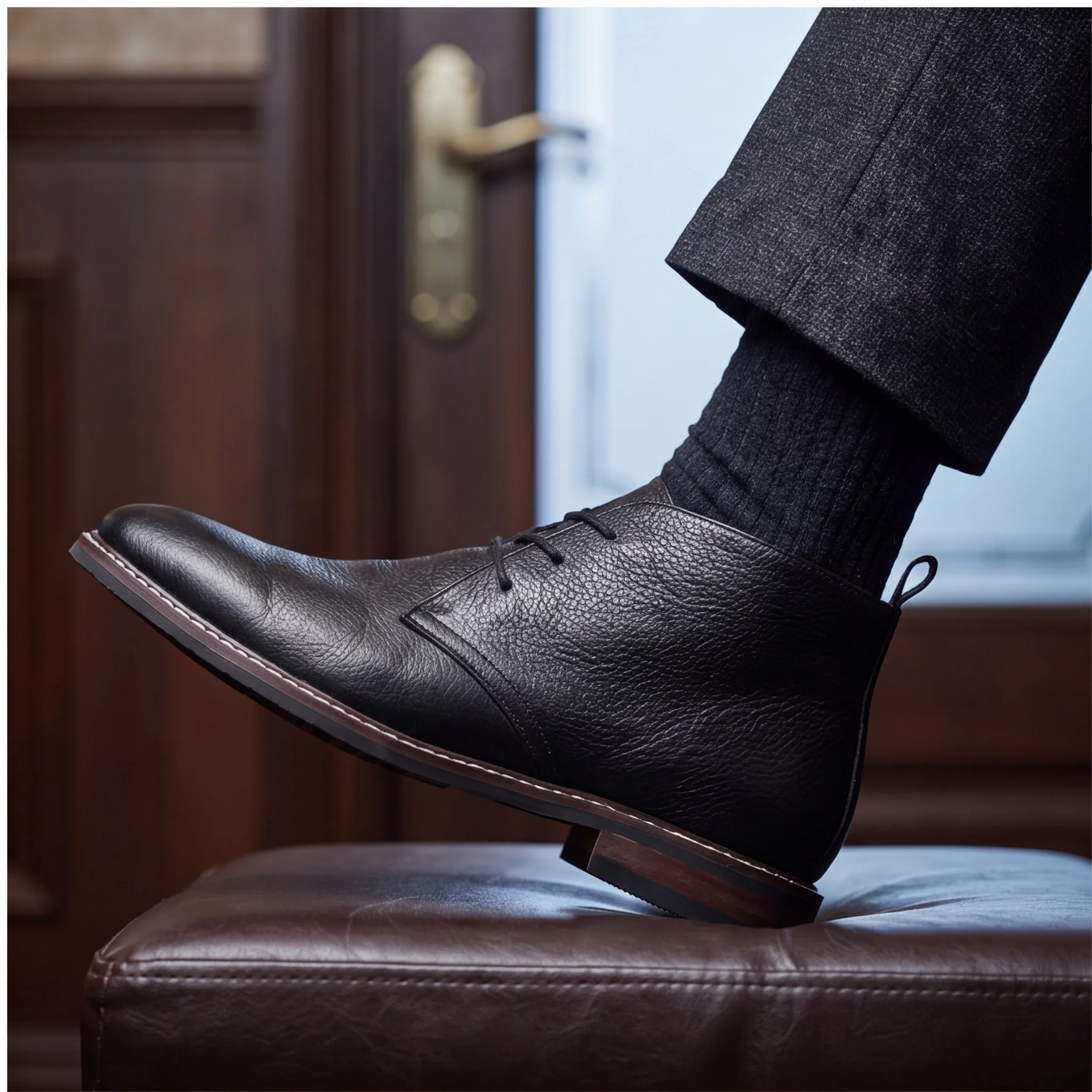 

100% leather Men Chukka Boots Fashion Comfortable Brand Ankle Leather Boots Genuine Leather Desert boots #KD585