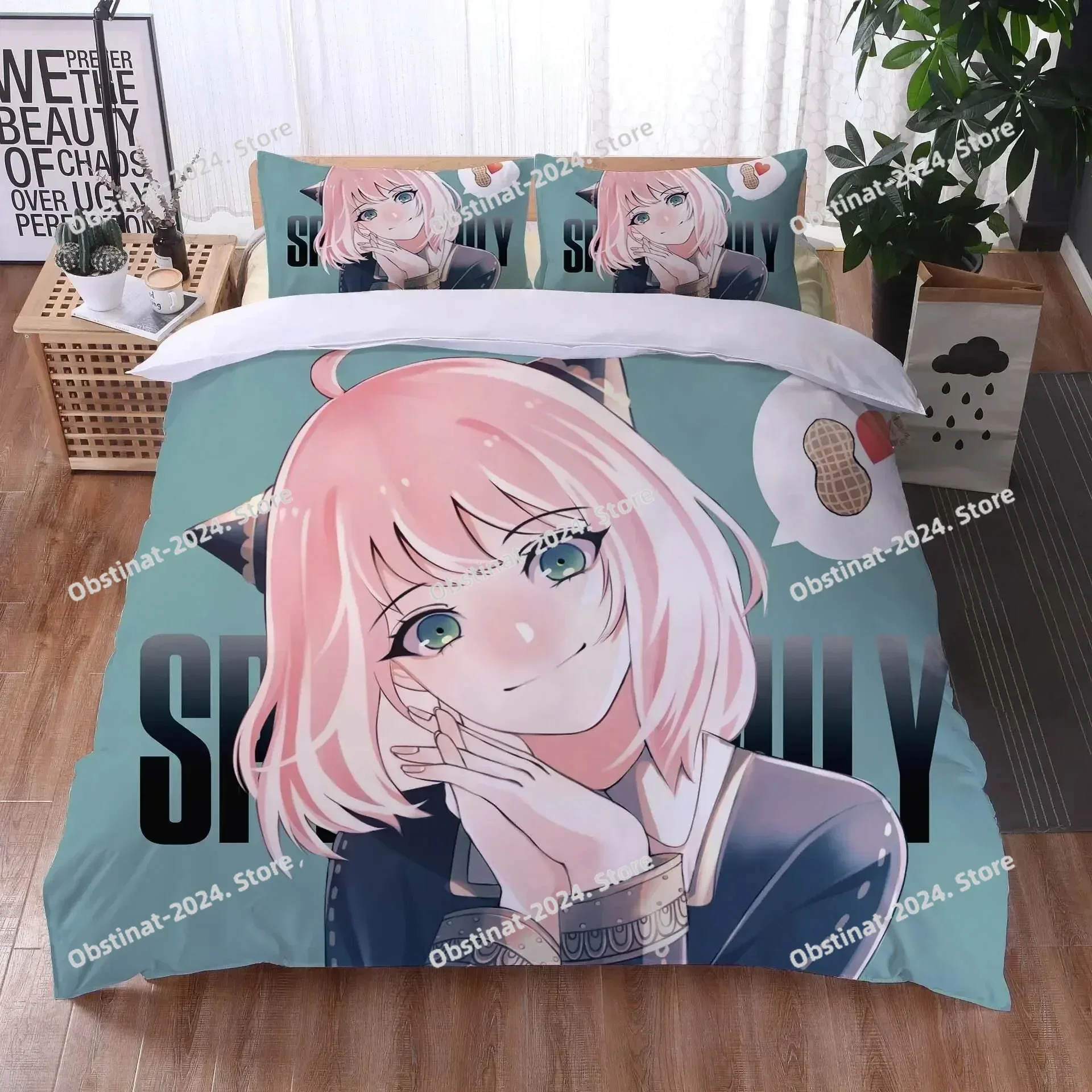 3D Anime Spy Family Anya Bedding Set Printed Bed Set With Pillowcase Bed Duvet Cover Soft Single Double Queen Super King Size