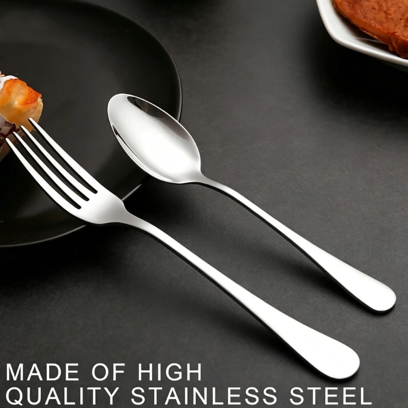 2/4/6pcs1010 Stainless Steel Spoon Fork Set, Simple and Beautiful, Dishwasher Safe and Necessary for Every Household. view 2