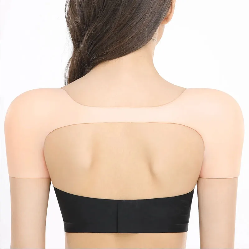 One Piece Invisible Breathable Silicone Shoulder Pad, Soft Anti-Slip, Shoulder Enhancer Wearable Shoulder Widening Pad Woman Men