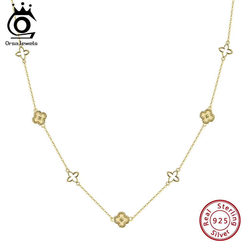 

ORSA JEWELS стерлингового серебра 925 пробы, ожерелье с цветком клевера, набор браслетов для женщин, темперамент, изысканные свадебные украшения, подарки APN59