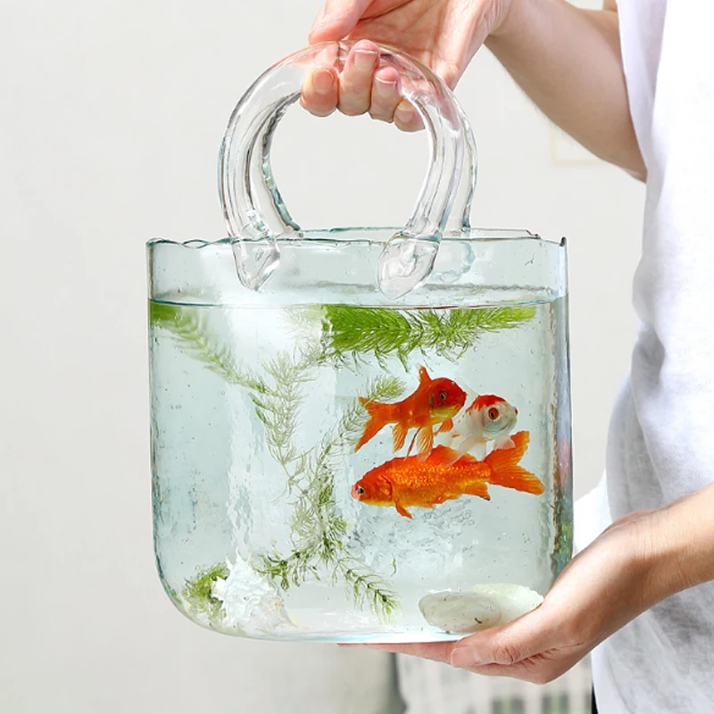 

Large Glass Purse Vase - Embossed Pattern For Flowers - Clear Bag Vase For Wedding, Living Room, Table, Office Creative handbag