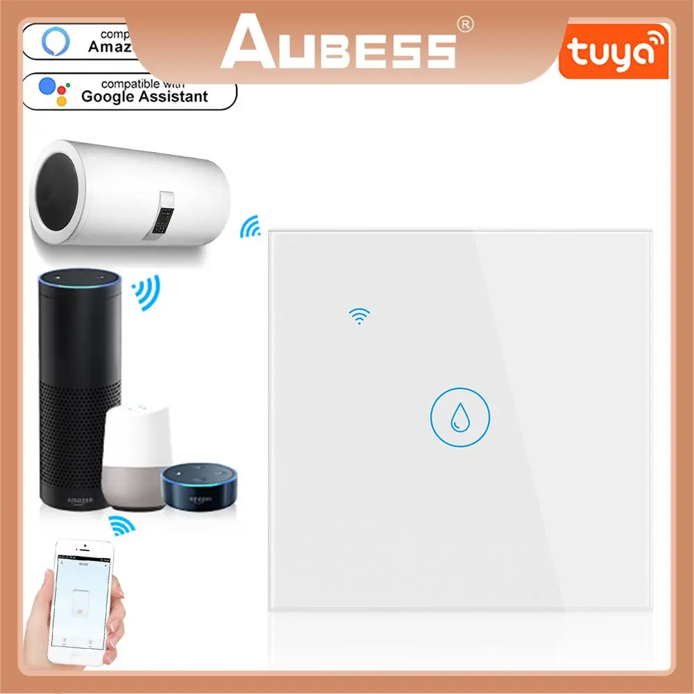 Tuya Wifi Water Heater Switches Boiler Smart Switch EU/UK Standard 40A Luxuray Glass Voice Control Touch Timer Alexa Google Home