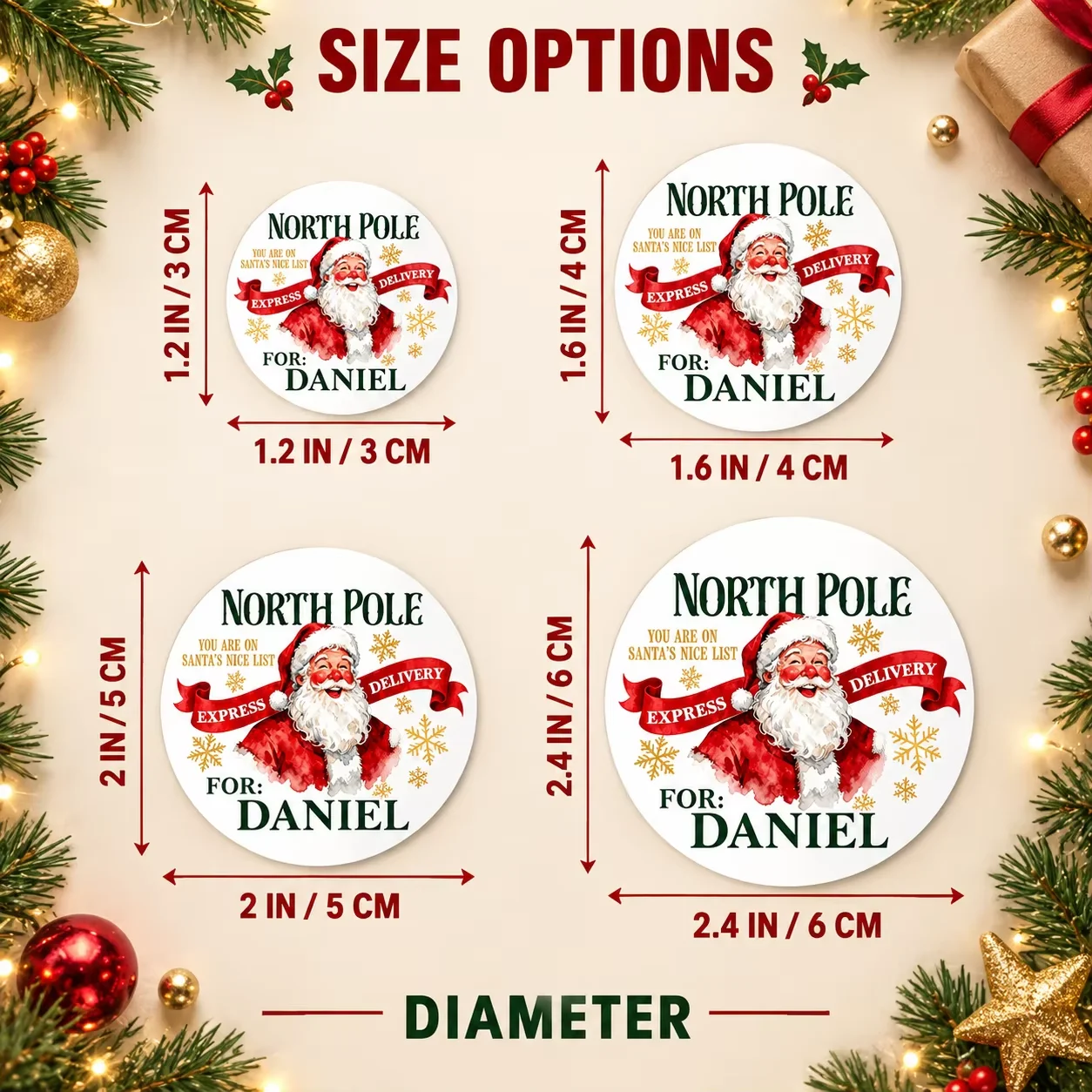 80PCS Custom Round Stickers Personalized with Text for Family, Christmas Gift Boxes, Gift Envelopes & Festive Room Decor