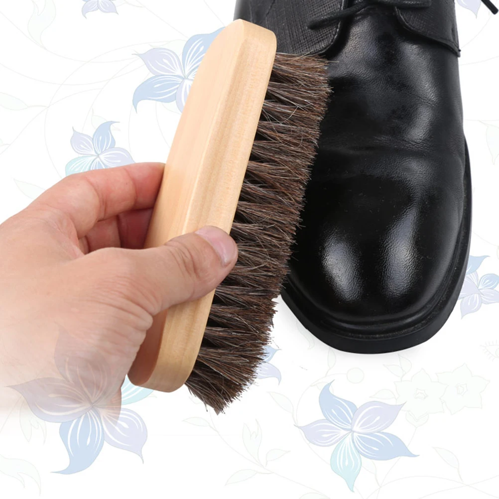 

1pc Horsehair Wood Bottom Boot Cleaning Tool For High Shine Polishing Shoe Care Kit Shoe Cleaning Brush Boot Brush
