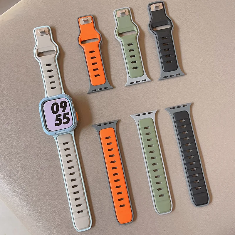 حزام من السيليكون لسلسلة ساعات أبل الترا 2 49 مللي متر 46 مللي متر 42 مللي متر 44 مللي متر 40 مللي متر 45 مللي متر 41 مللي متر 45 44 مللي متر حزام رياضي iwatch 10 9 8 7 6 SE 5 4 3