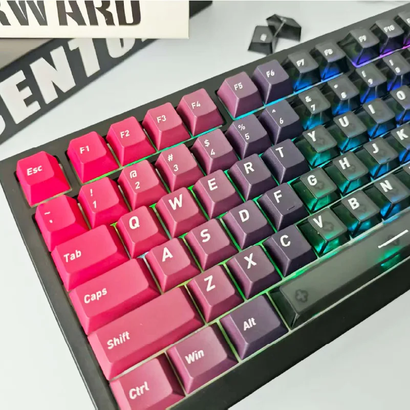 Sublimation + PC fog transparent keycap gradual change color personalized keycap original highly customized mechanical keyboard