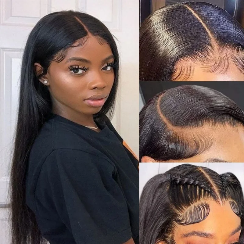 

40-дюймовые натуральные прямые парики из натуральных волос 13x6 HD, переднее кружево, плотность 220, 100% бразильские парики, человеческие волосы для человека