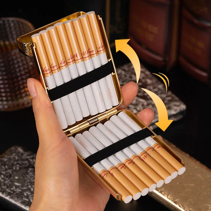 

16Cigarettes Luxury Retro Cigarette Case,Wear-Resistant,Moisture-Resistant,Portable Metal Cigarette Box with Automatic Flip Open