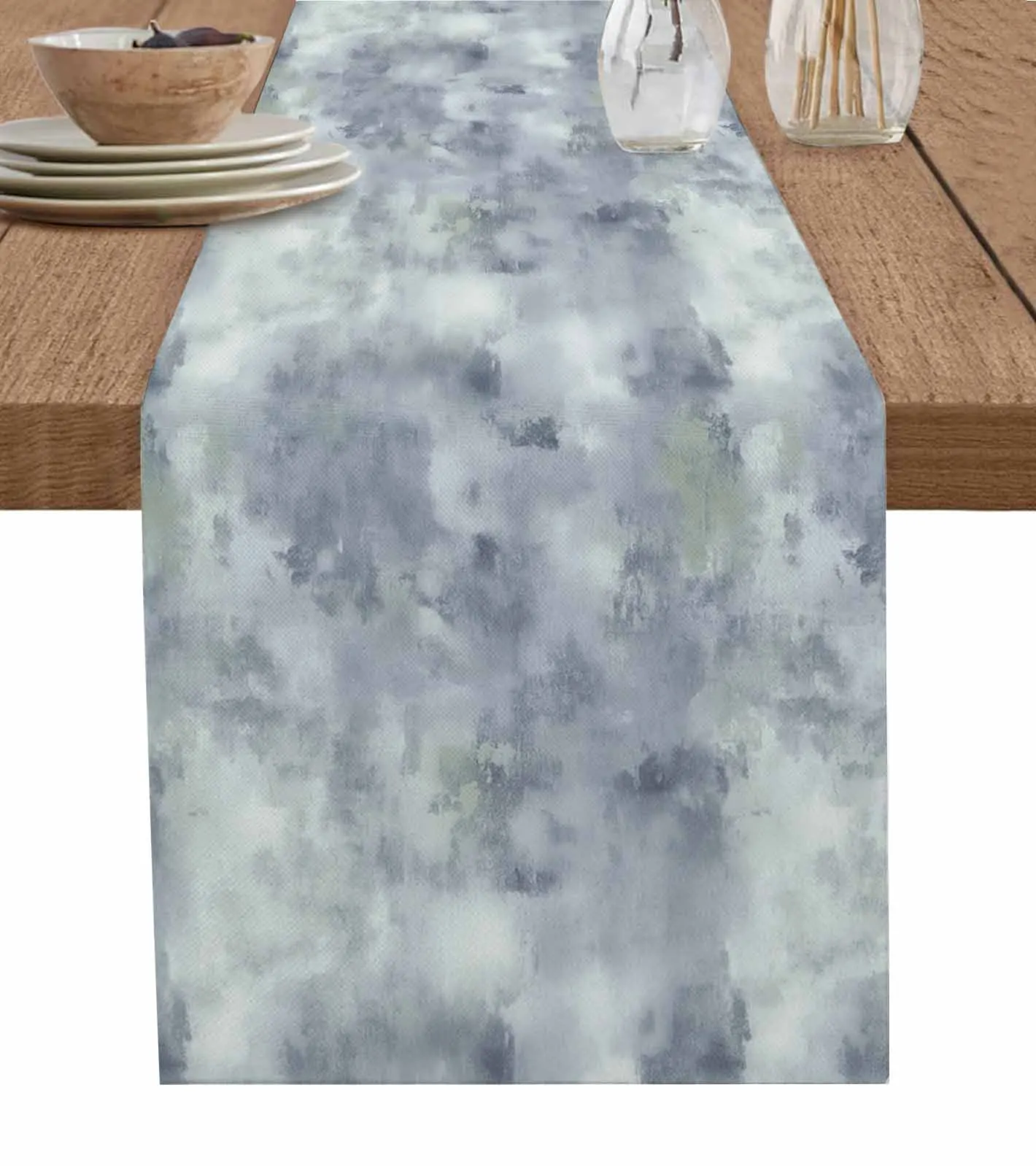 Impressionism Retro Fading Table Runner Wedding Dining Table Decoration Table Runner Kitchen Dining Tablecloth