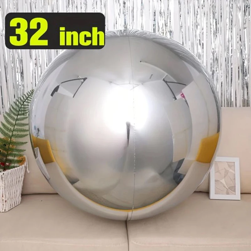 4D Сфера 32 дюйма, металлический декоративный шар с зеркальным эффектом для праздников и фотографий, заполнение гелием