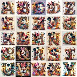 Disney Mickey Mouse Diamond Painting Letter Cartoon Diamond Mosaic Rhinestone Pictures Minnie Embroidery Flower Wall Decoration