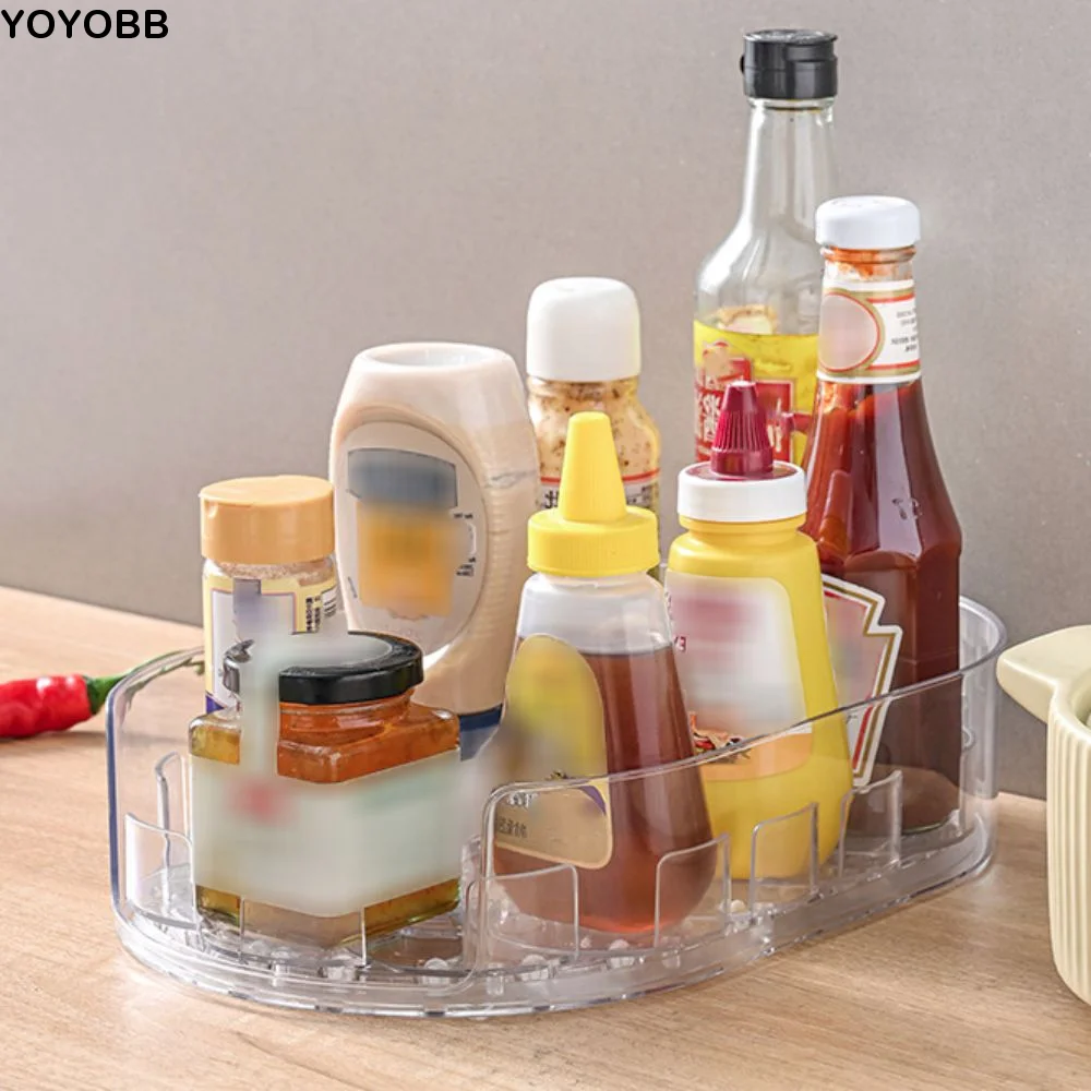 

Компактный вращающийся стеллаж для хранения напитков в холодильнике, противоскользящий поворотный поднос, полка для хранения напитков, пластиковая съемная