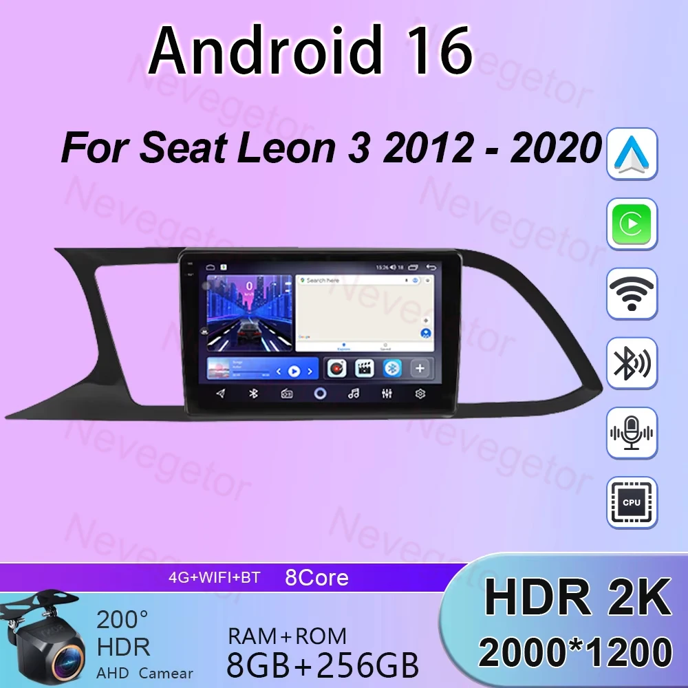 Android 15 Auto Radio del coche para Seat Leon 3 2012 2013 2014 2015 - 2020 navegación GPS reproductor de vídeo Multimedia estéreo No 2din DVD