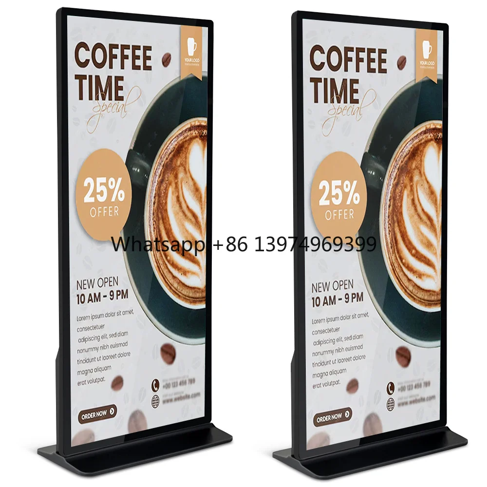 65/75/85/98 Inch Full Screen 4K Touch LCD Advertising Standing Kiosk Digital Signage Display Android Totem Shopping Mall