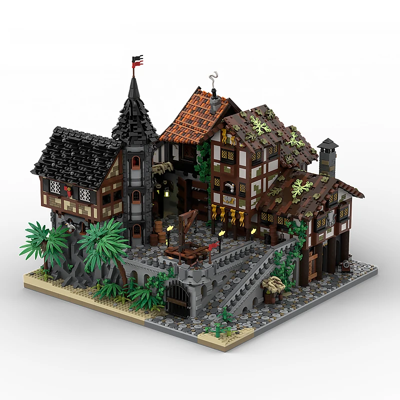 Nuovo prodotto squisito modello di blocchi MOC, tecnologia del castello antico del porto, set di assemblaggio fai-da-te regalo giocattolo modulare per bambini