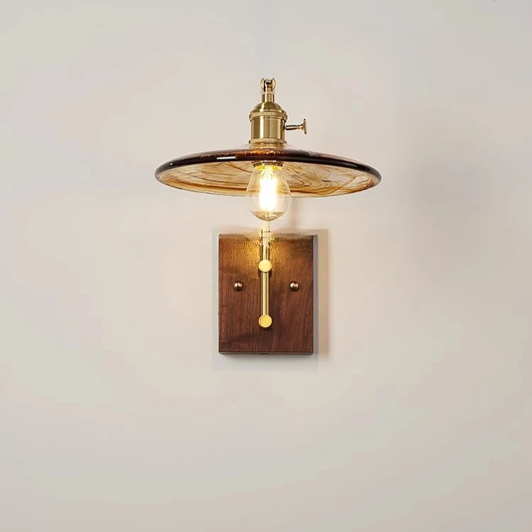 

Wabi Sansan retro Japanese walnut dining room light study living room bedroom bedside balcony full copper wall lamp