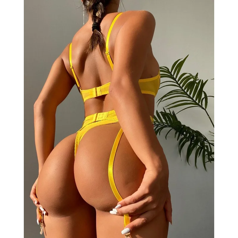 Bikini Fashion Lace Embroidery Sexy Socks Hoy Club Wear Sexy Lingerie Three-Piece Suit