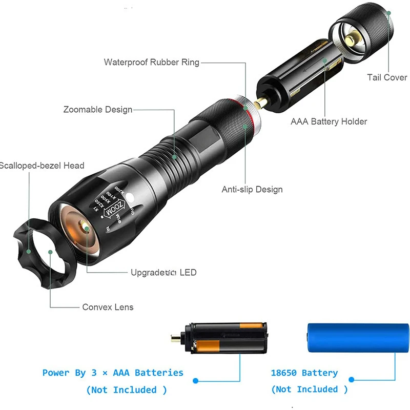 LEDハンドヘルド懐中電灯,2 in 1,白,黄色,屋外,防水,多機能,パワフルなランプ,キャンプ,釣り用ランタン