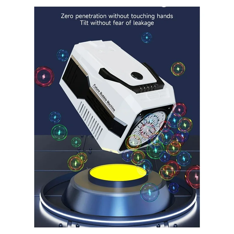 DELAM-Bubble Machine, Automatic Bubble Machine With LED Lights For Indoor/Outdoor Water Play Portable Party Use