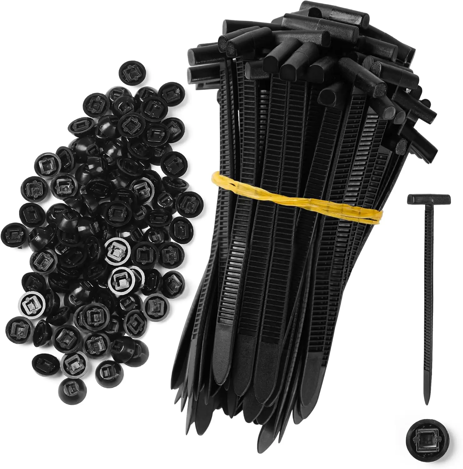 1000-100set Self-locking Nylon Universal Cable Tie Buckle Heavy Duty Zip Ties with Pin & Button Car Daily Repair Fastening Strap