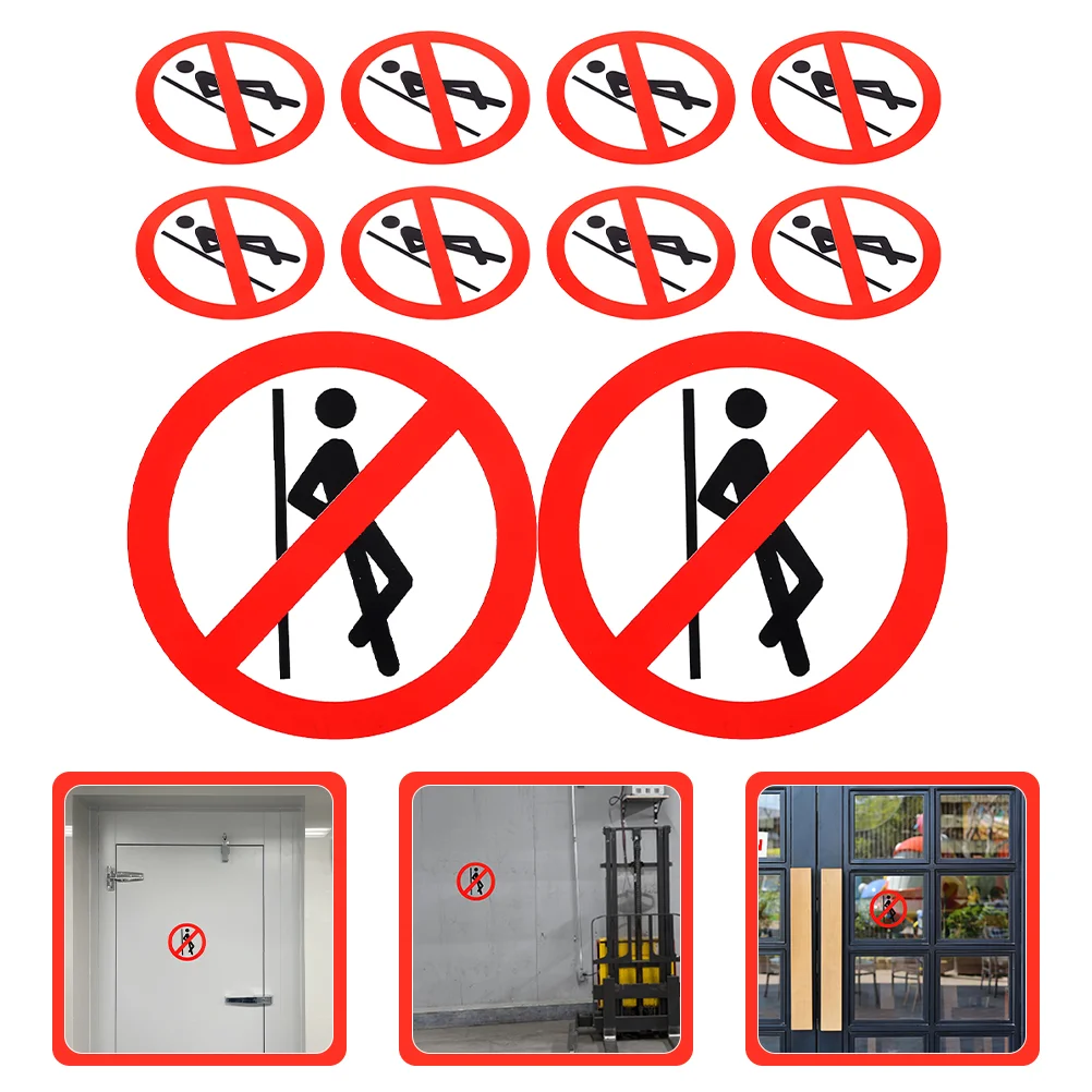 

10 Pcs Safety Signs Labels No Leaning Stickers Adhesive Wall Decals It Can Move Pvc Self-adhesive for Warning Workshop