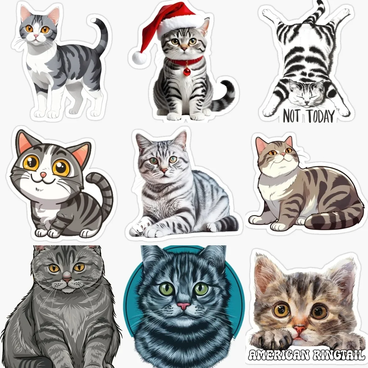 

Cute Cat American Shorthair Pets PVC Stickers for Decorate Window Wall Door Car Van Helmet Motorcycle Decal Accessories
