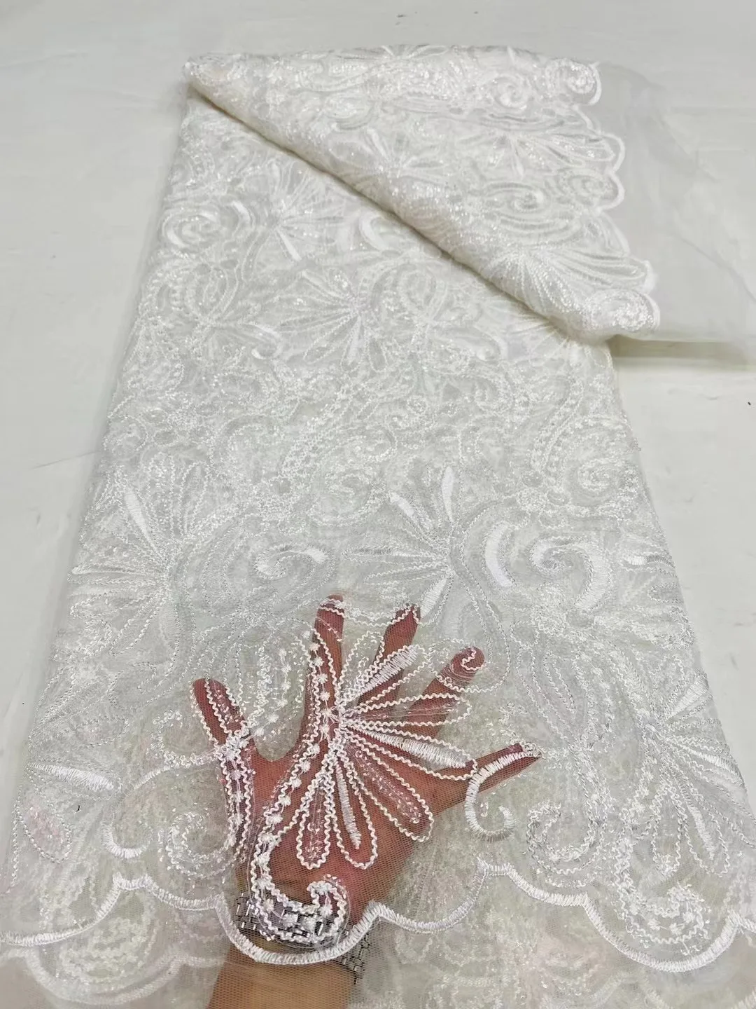 2024 New Listing Exquisite 5yards Wedding Party Dress Series Embroidery Europe Luxury Delicate Butterfly Top Quality Fabric