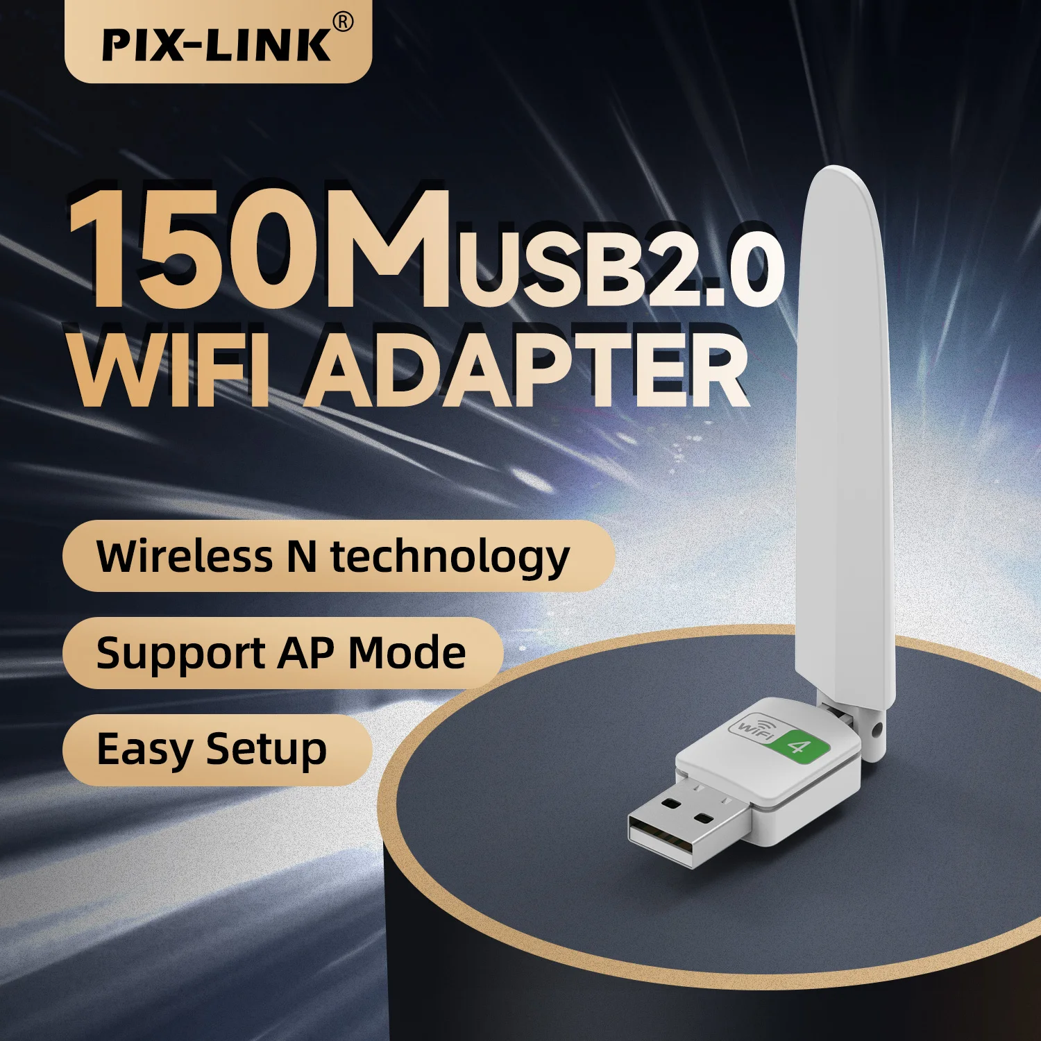 

USB Wi-Fi адаптер для настольного компьютера, беспроводная сеть PIX-LINK на Мбит/с для ПК, Wi-Fi адаптер с поддержкой Windows