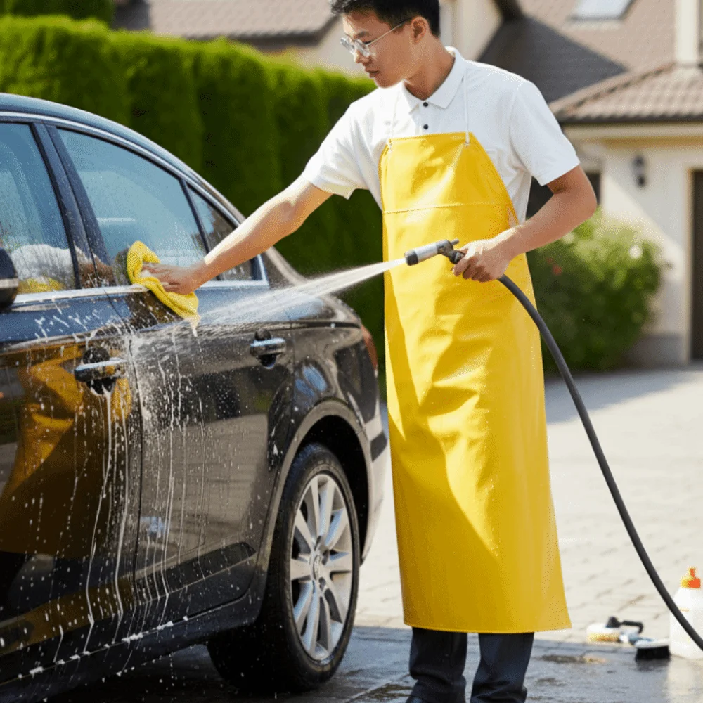 

Anti-fouling Waterproof Apron Professional Multi-functional Elastic Tie Neck Apron Adjustable PVC Wash Shop Bib Restaurant