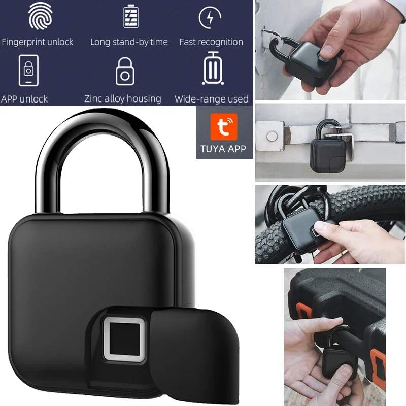 

3 In 1 Tuya APP Fingerprint Password Combination Padlock Portable Padlocks USB Charging for Locker Luggage Gym Smart Door Lock