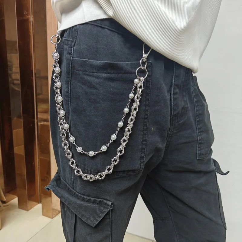 Retro Pearl Skull Pants Chain Fashionable Men And Women One's Waist Luxury Accessories Multifunctional Pearl Chain For Bag