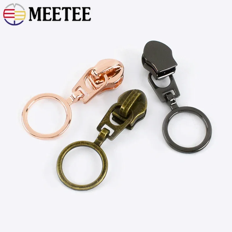 10/20Pcs Meetee 5# Zipper Sliders for Nylon Zips O Ring Puller Jacket Bag Zippers Repair Kits Zip Head DIY Sewing Accessories