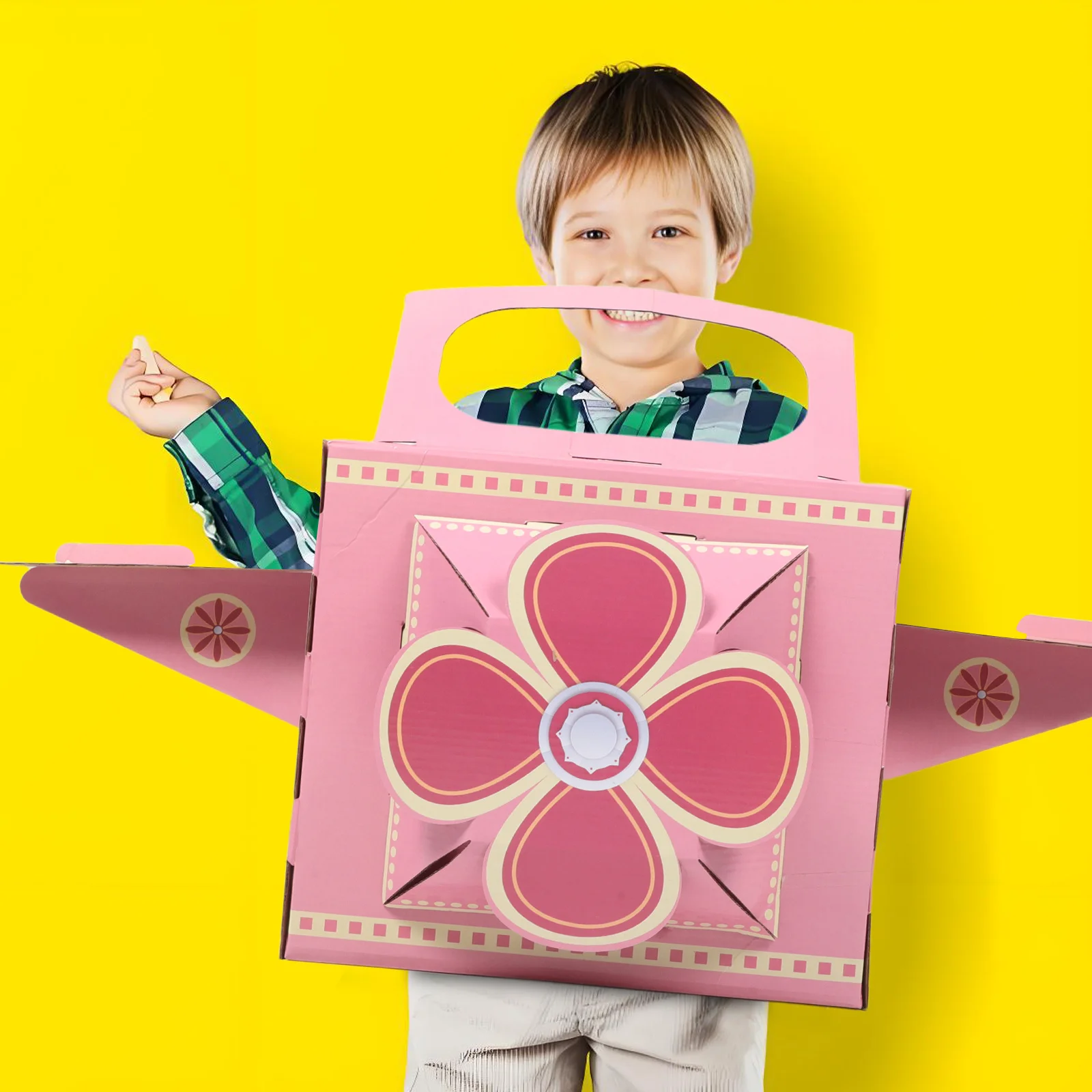 Wearable Cardboard Airplane Kids Outfit Dress Toddler Costume Props Interactive DIY Aircraft Making Craft Fun Playtime