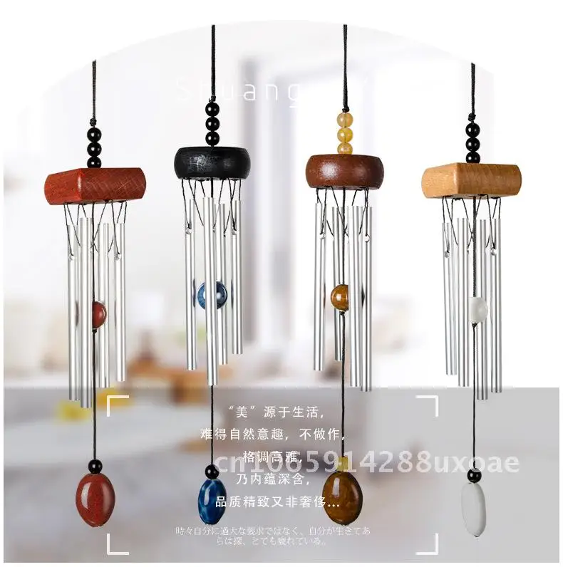 Mini Solid Wood Solid Aluminum Rod Metal Wind Chime Small Fresh Home Decoration Pendant Door Decoration Gift Car Wind Chime