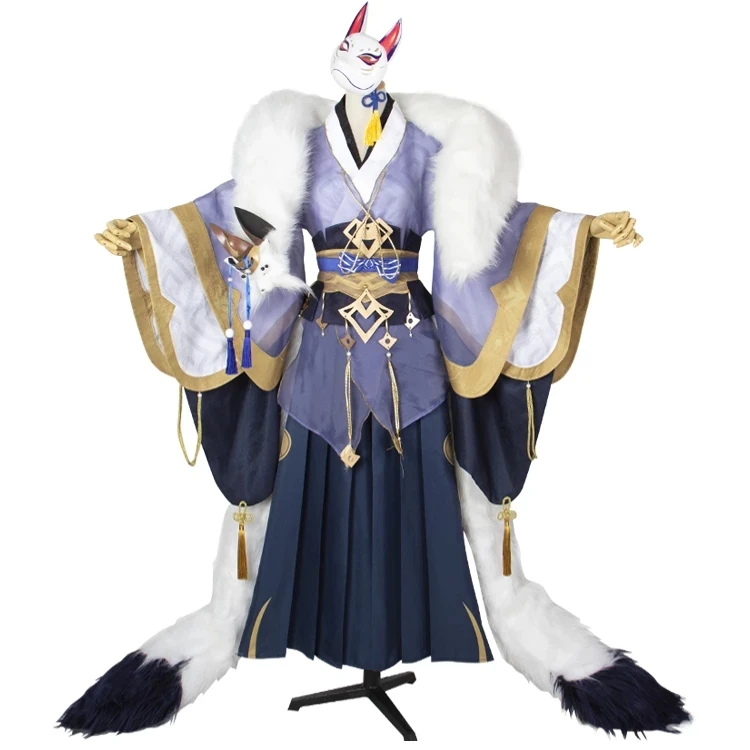 COS-HoHo Anime Onmyoji Tamamo no Mae 뮤지컬 한정판 스킨 게임 정장 화려한 기모노 코스프레 의상 할로윈 파티 복장