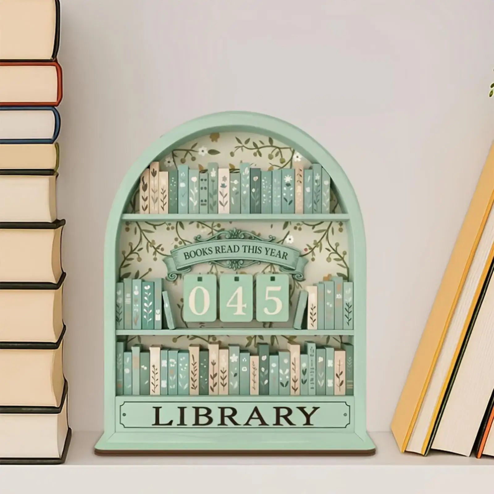 Vintage Wooden Book Counter Tracker Book Count Sign Reading Accessories for Home Office Classroom Bookstore Desktop Ornament image 6