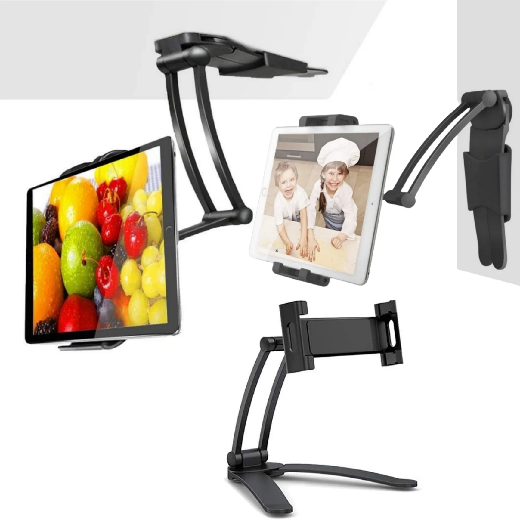 

Kitchen Cabinet Wall Tablet Mount 360° Rotating Metal Phone Tablet Bracket 5-13.5” Devices for IPad IPhone Tab Stand on Desktop