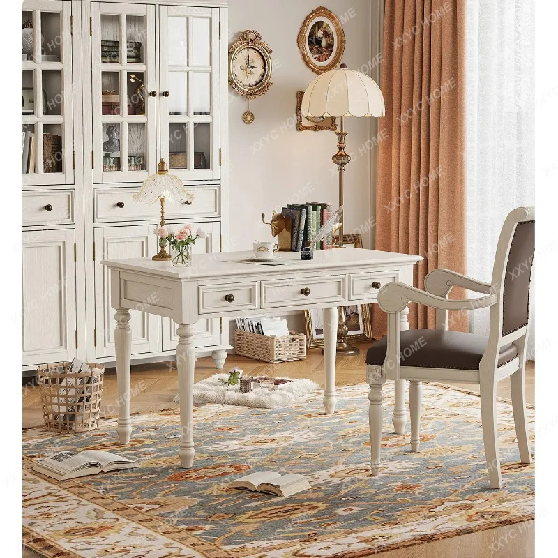 all solid wood desk  rectangular writing table study computer tableTJ