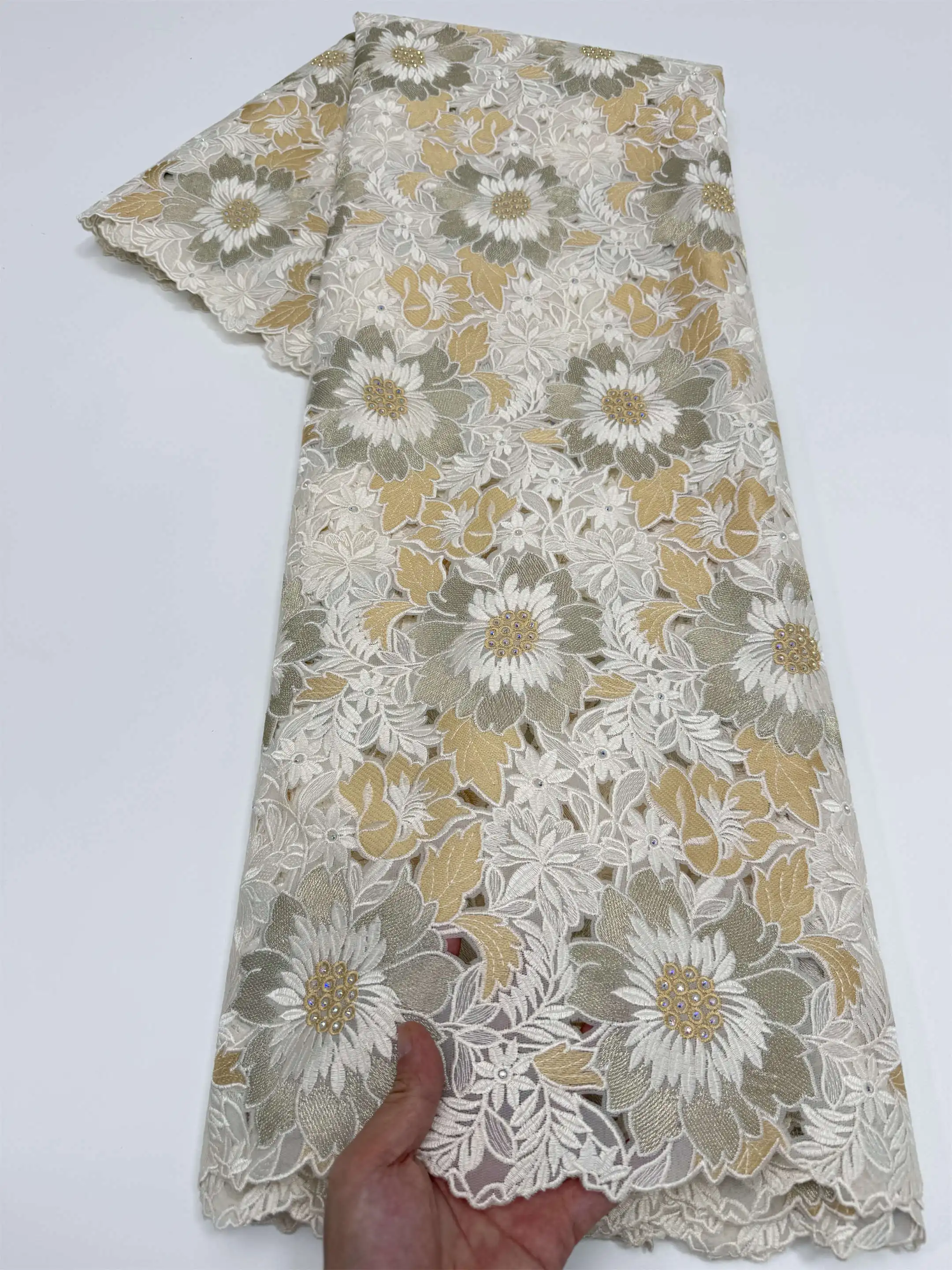Modern Multicolor Austria Lace Best Quality African Inspired Fabric Original Cotton 100% Fashion Sewing Garment Swiss Cloth
