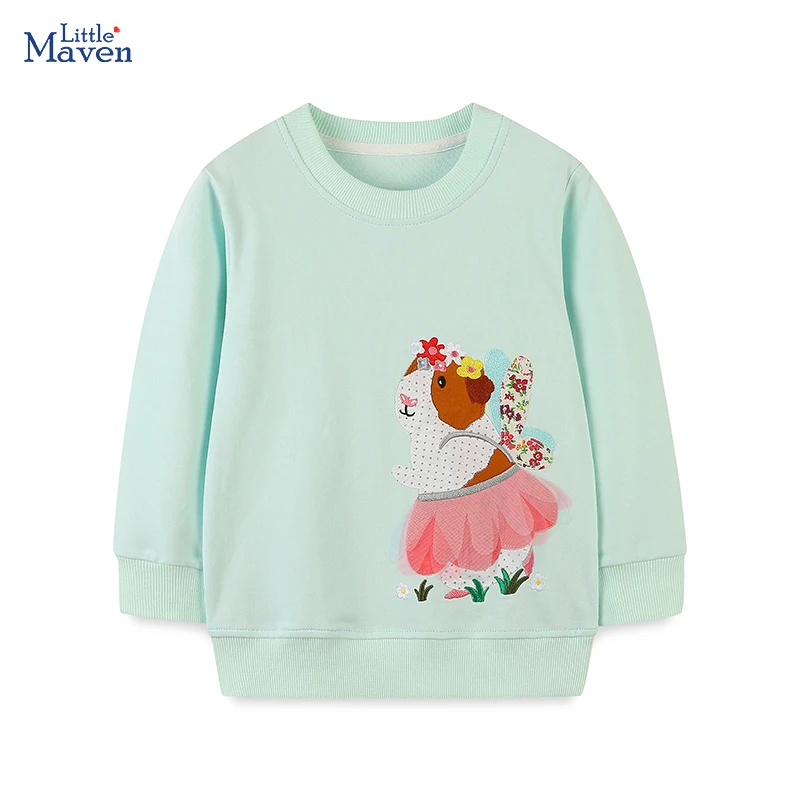 Little maven New Girls Sweatshirt Lovely Baby Girls Clothes with Sweet Hamster Appliques Pretty Girls Clothing for Kids Tops