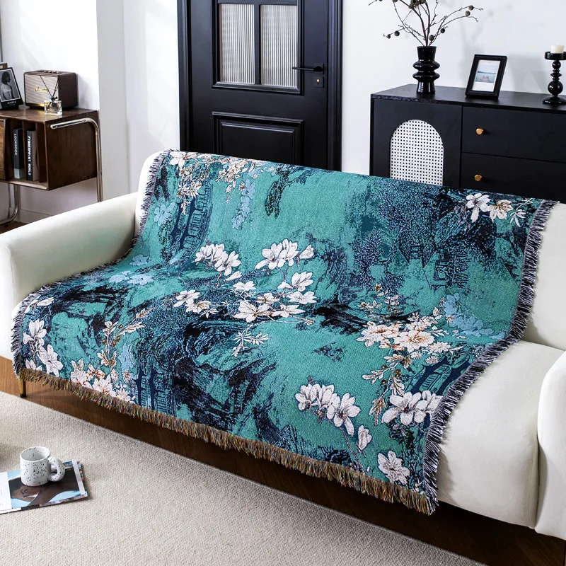 

Floral Jacquard Tapestry Blanket Soft Casual for Outdoor Camping Siesta Air Conditioner Comfort Versatile Everyday Layer Choice