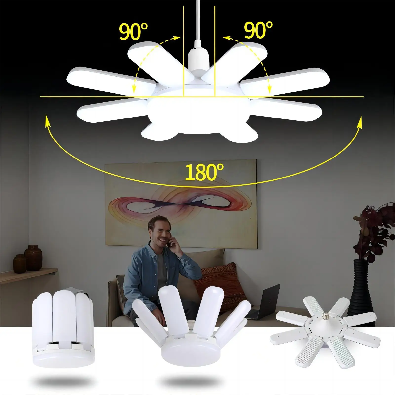 28W 60W 80W 100W 150W 200W E27 Led-lampe Fan Blade Lampe AC220V AC110V faltbare Led-Glühbirne Lampada Für Home Decke Licht