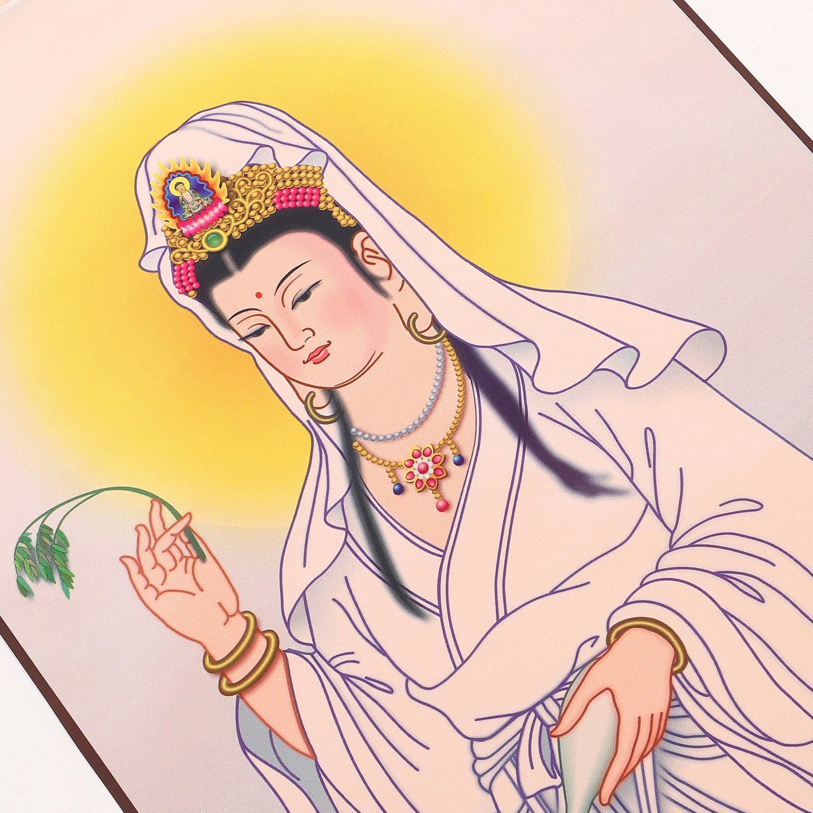 

Guanyin Buddha Hanging Decoration Vibrant Color Material Home Wall Art Religious Asian Wall Hanging Tapestry