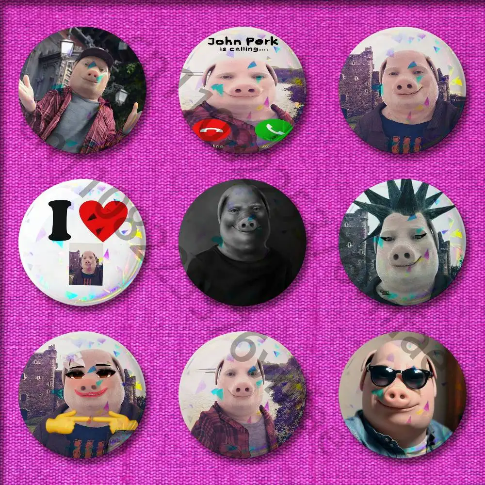 John Pork is Calling Answer Call Badge For 44mm 32mm 58mm 25mm 75mm Round Pin Brooch Insignia Case Collectibles
