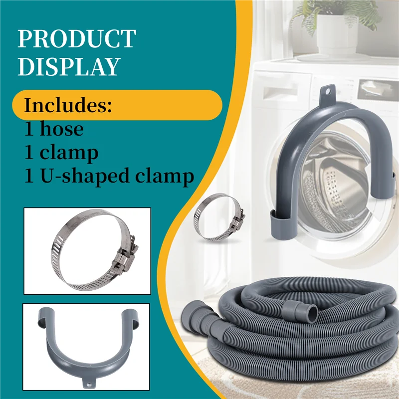 N98R مجموعة تمديد خرطوم الصرف خرطوم الغسالة العالمي 13Ft، يشمل موصل الخرطوم قوس وخراطيم الصرف مشابك خرطوم